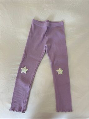 Petite Hailey Lavender Star Ribbed Kids Leggings